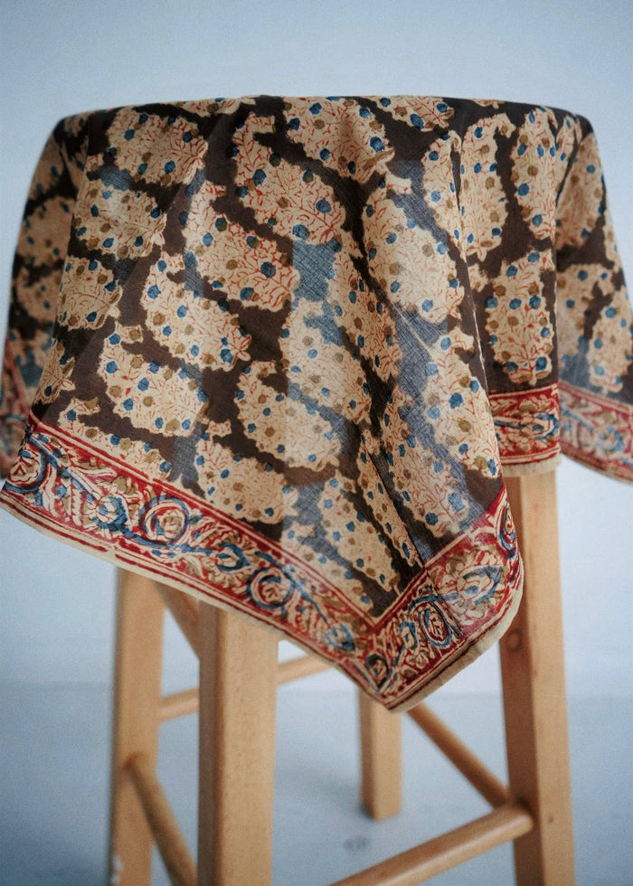 Papaya Patch Kalamkari Cotton Handkercheif - Lone Fox