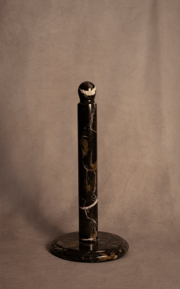 Paper Towel Holder - Black & Gold Marble - Lone Fox