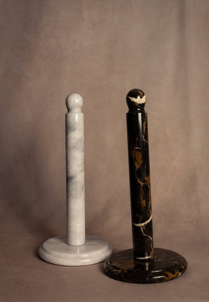 Paper Towel Holder - Black & Gold Marble - Lone Fox