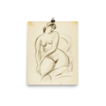 "Pencil sketch of seated female" Art Print - Lone Fox