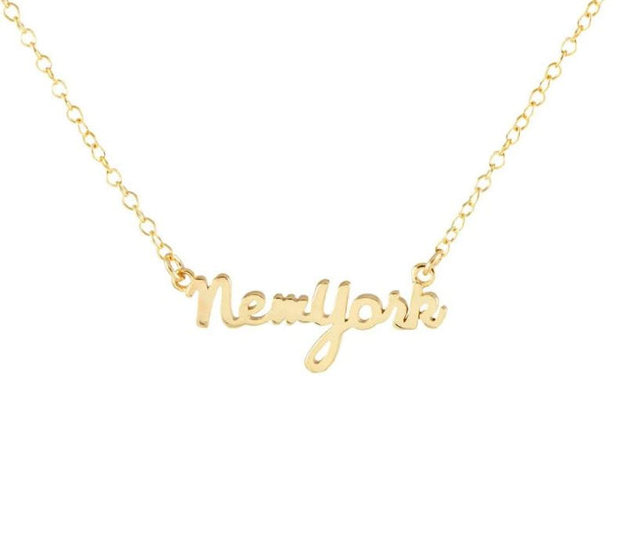 Pendant Necklace: New York Script