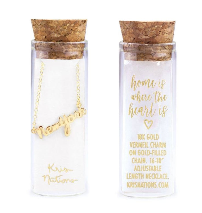 Pendant Necklace: New York Script