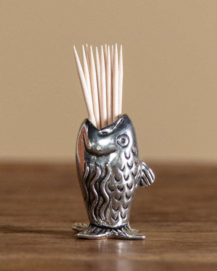 Pewter Fish Toothpick Holder - Lone Fox