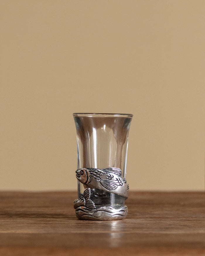 Pewter & Glass Fish Shot Glass - Lone Fox