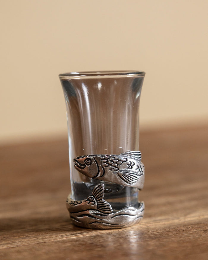 Pewter & Glass Fish Shot Glass - Lone Fox