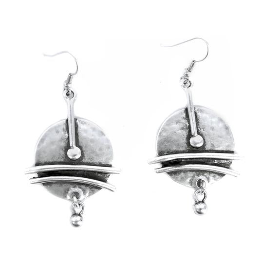 Pewter Line Disc Earrings