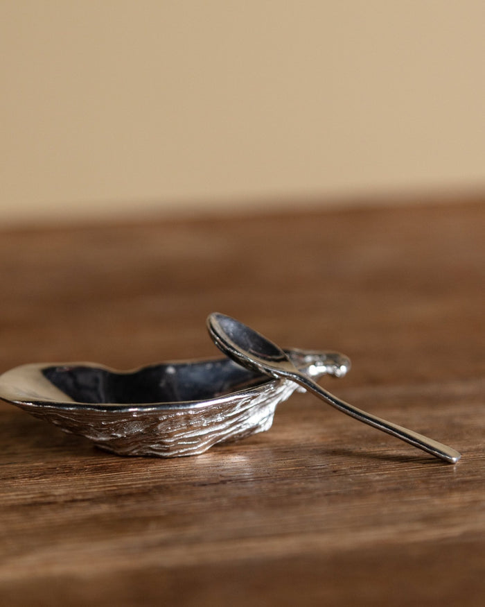 Pewter Oyster Shell Salt Cellar with Spoon - Lone Fox