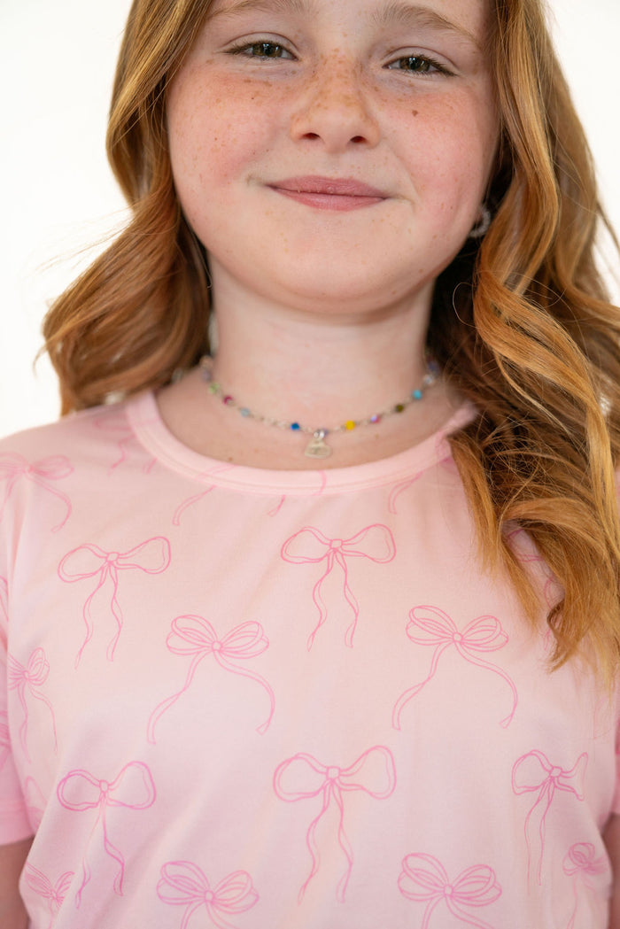 PINK BOWS | SHORT SLEEVE