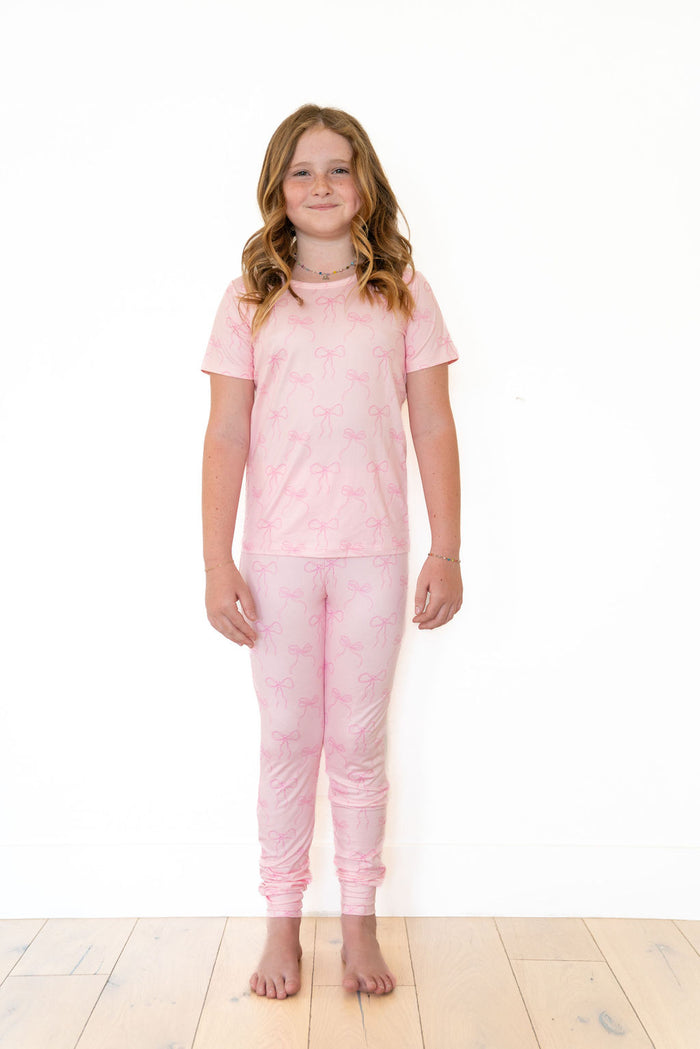 PINK BOWS | SHORT SLEEVE