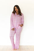 PINK PLAID | WOMEN'S BUTTON UP LONG SLEEVE SET