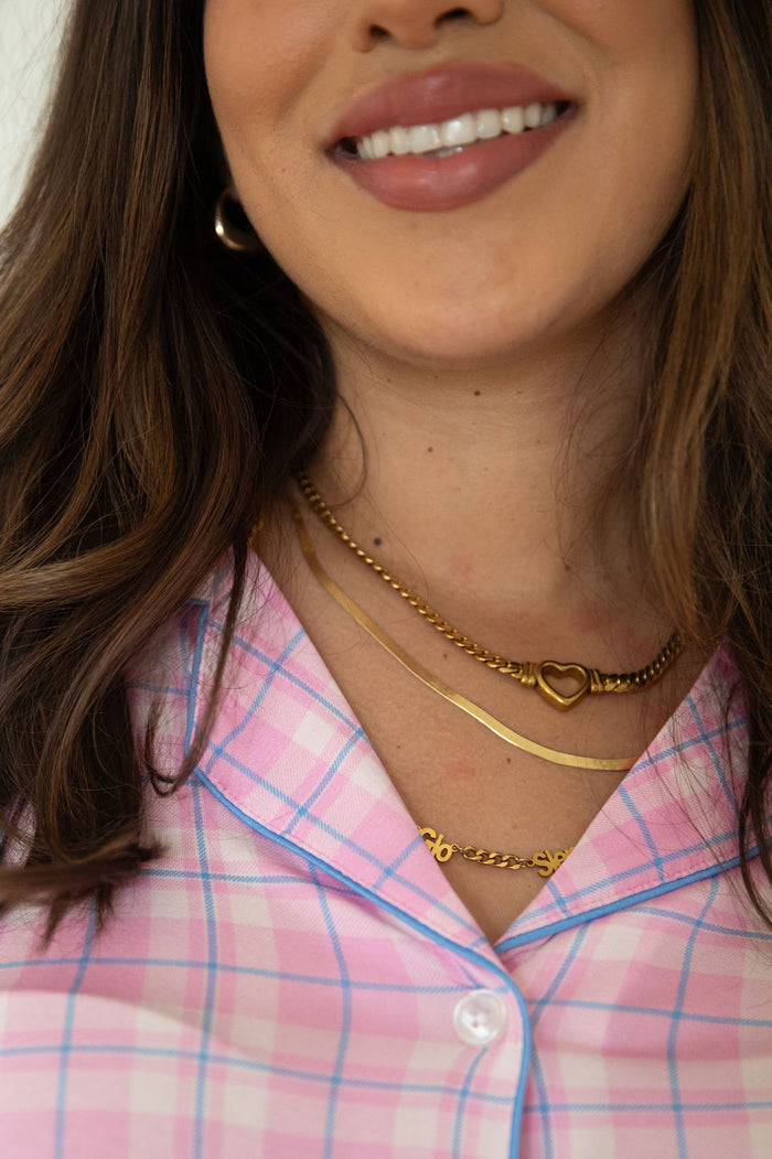 PINK PLAID | WOMEN'S BUTTON UP LONG SLEEVE SET