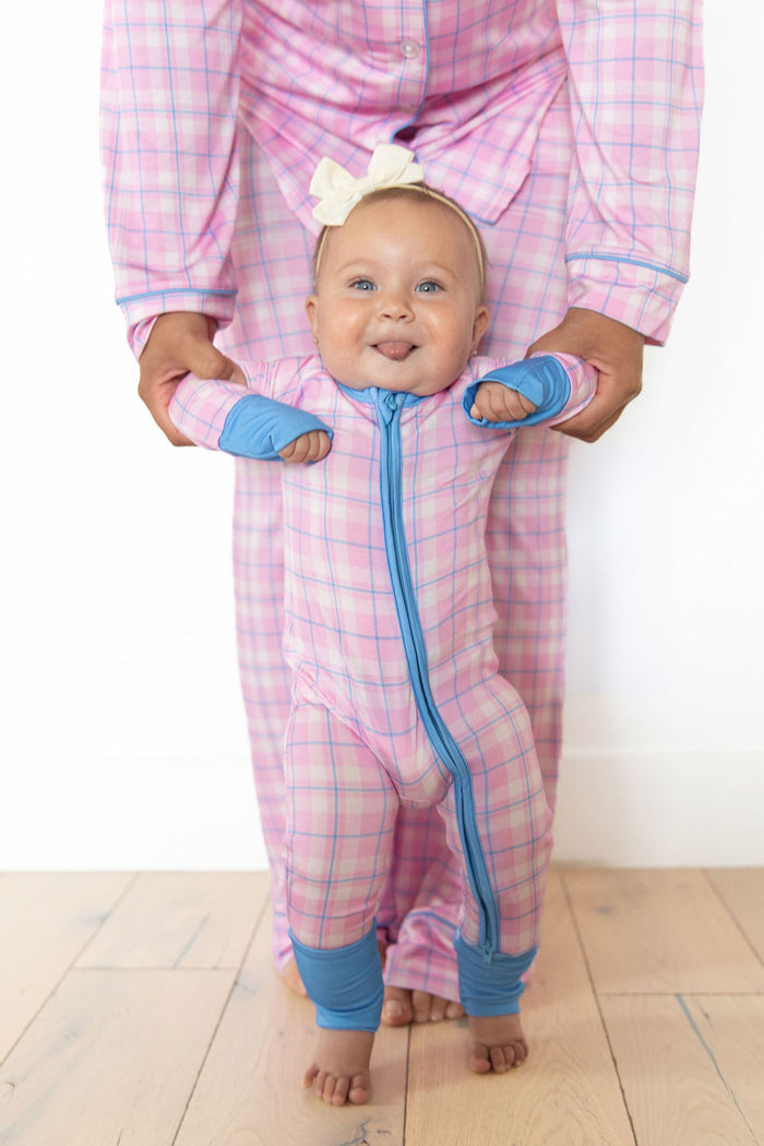 PINK PLAID | ZIPPER ONE PIECE
