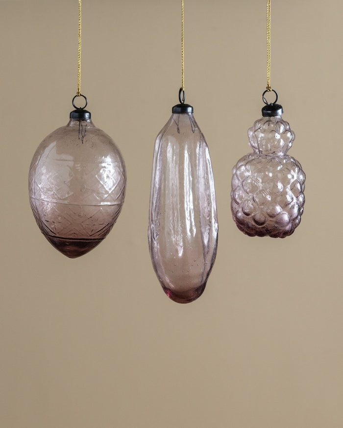 Plum Hand-Blown Glass Ornaments (Set of 3) - Lone Fox