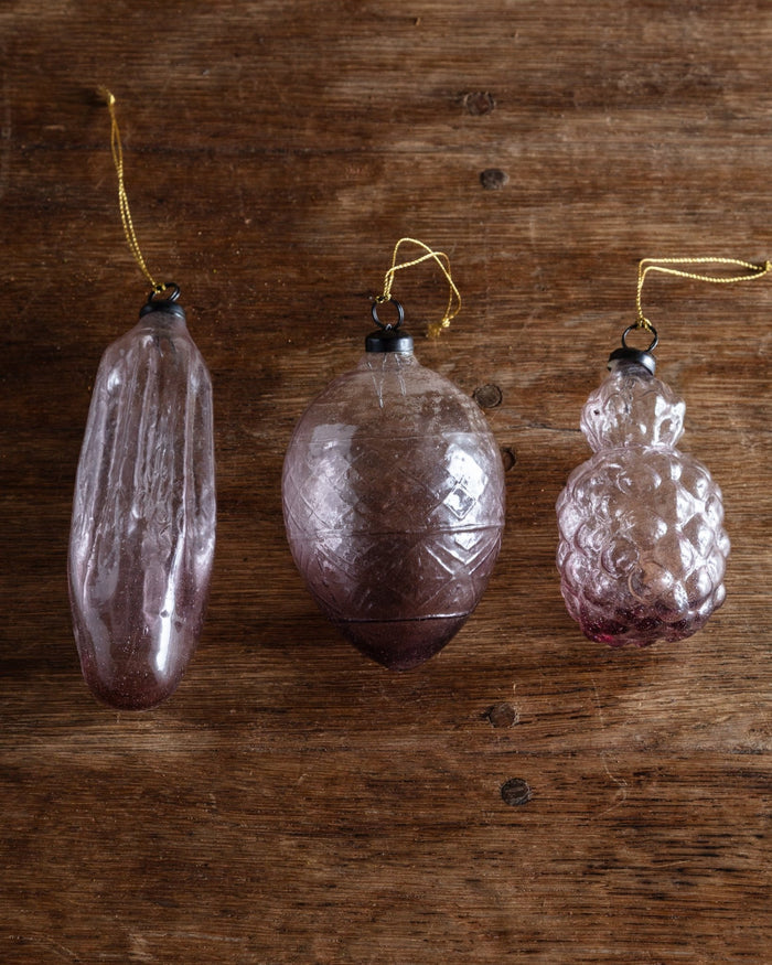 Plum Hand-Blown Glass Ornaments (Set of 3) - Lone Fox