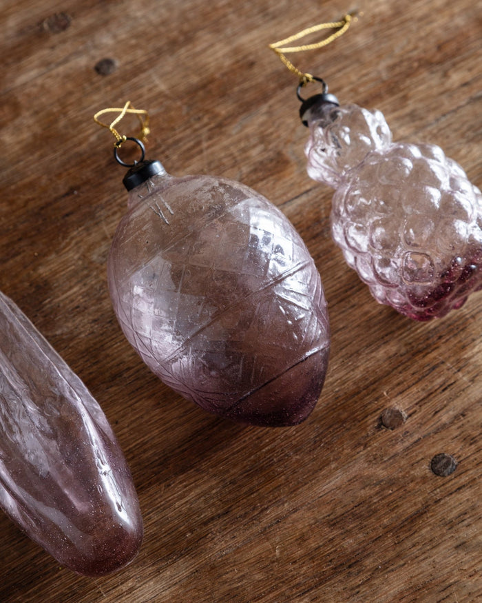 Plum Hand-Blown Glass Ornaments (Set of 3) - Lone Fox