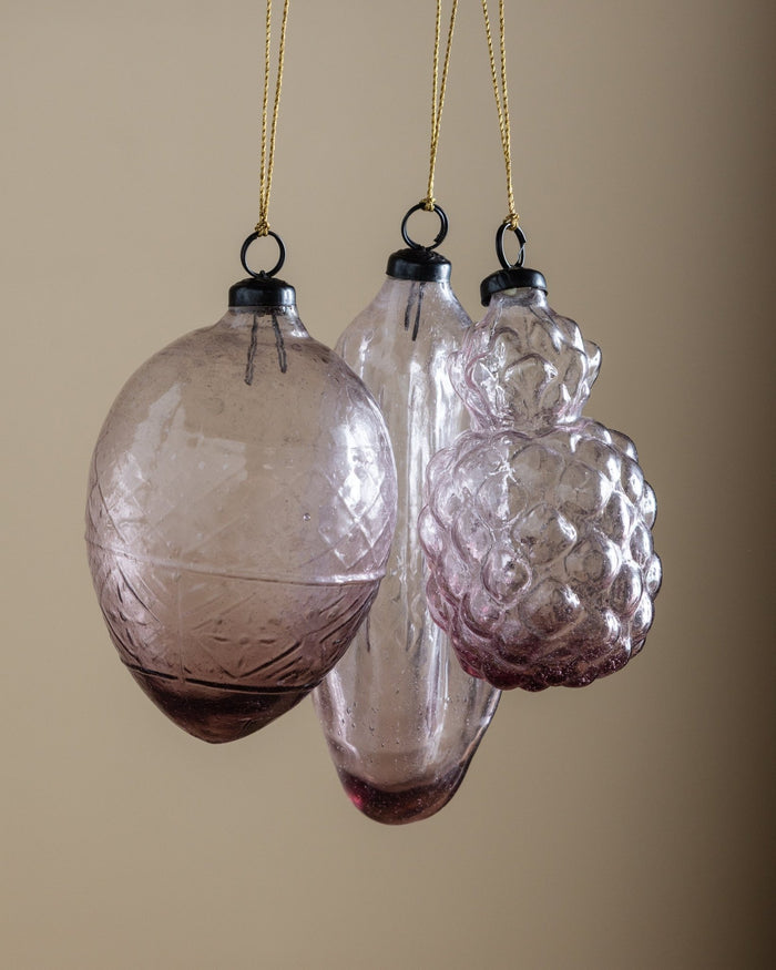 Plum Hand-Blown Glass Ornaments (Set of 3) - Lone Fox