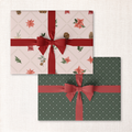 poinsettia lattice + evergreen sparkle double-sided wrap