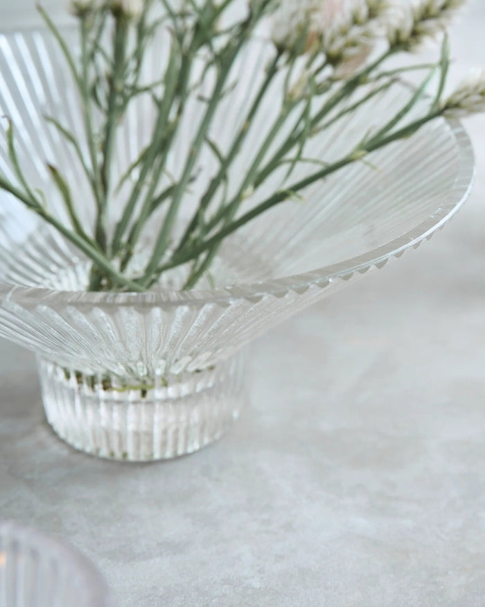 Pressed Clear Glass Low Bowl - Lone Fox