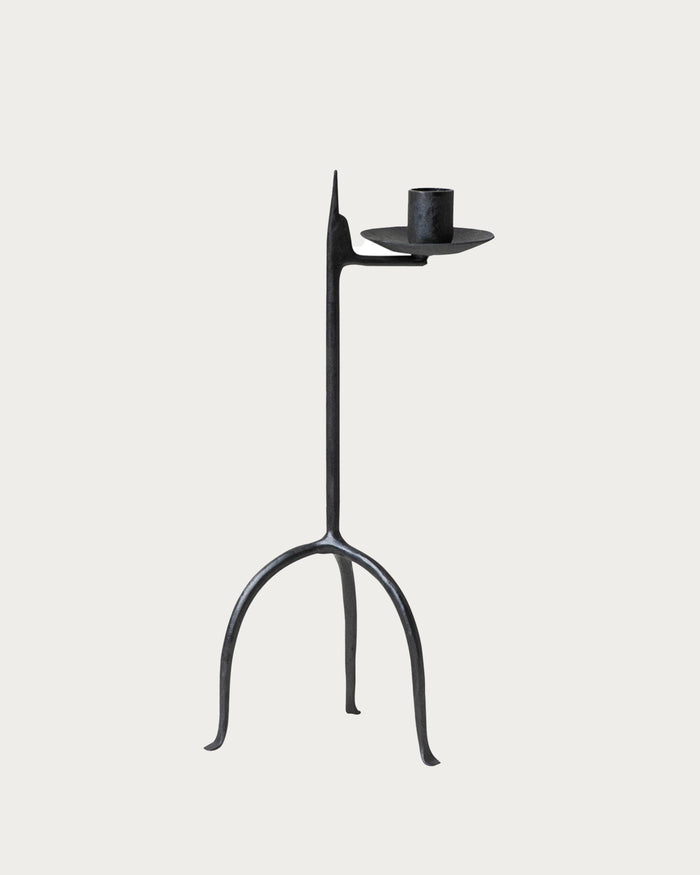Primitive Single Taper Wrought Iron Candle Holder - Lone Fox
