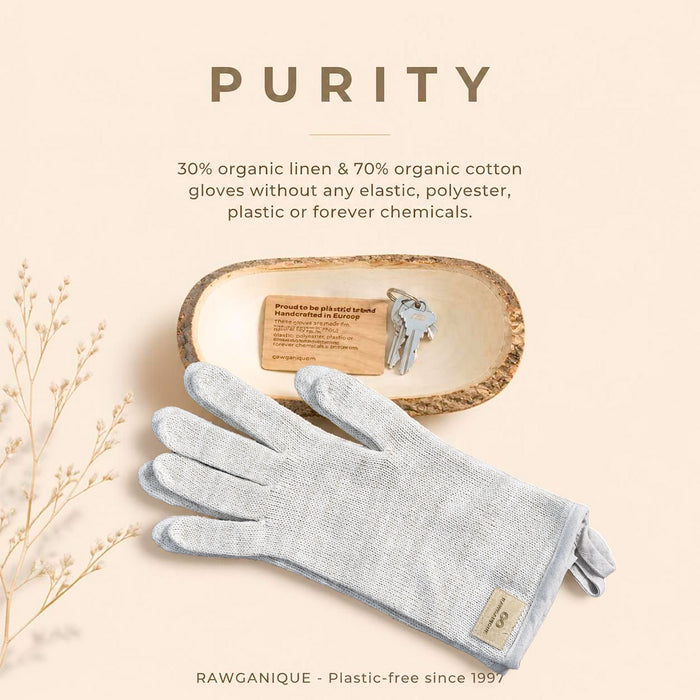 elastic-free organic linen gloves