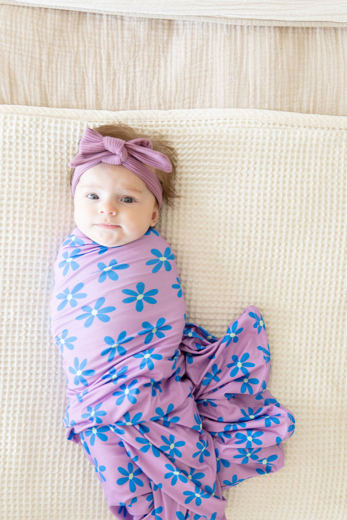 PURPLE + BLUE DAISY | SWADDLE