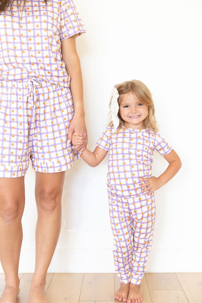 PURPLE GRID + ORANGES | SHORT SLEEVE