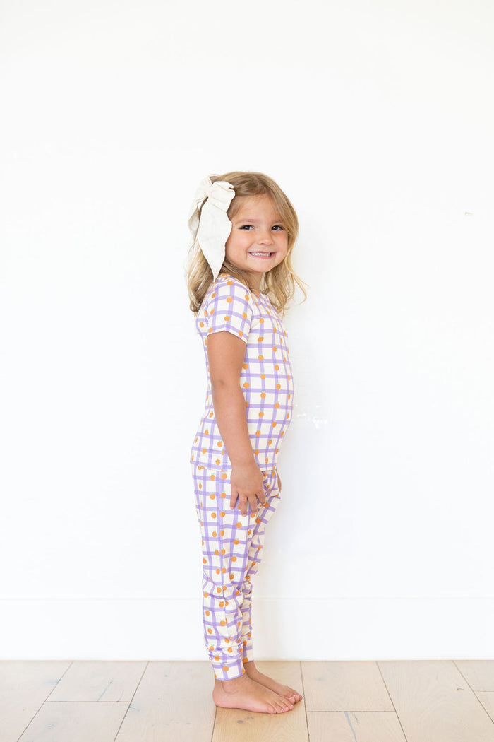 PURPLE GRID + ORANGES | SHORT SLEEVE