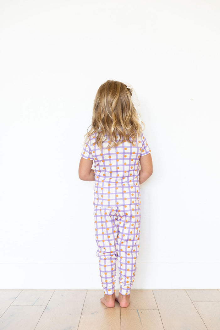 PURPLE GRID + ORANGES | SHORT SLEEVE