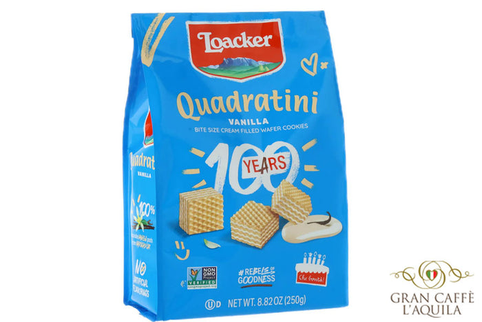 QUADRATINI VANILLA- LOACKER - BITE SIZE WAFER COOKIES  (8.82oz)
