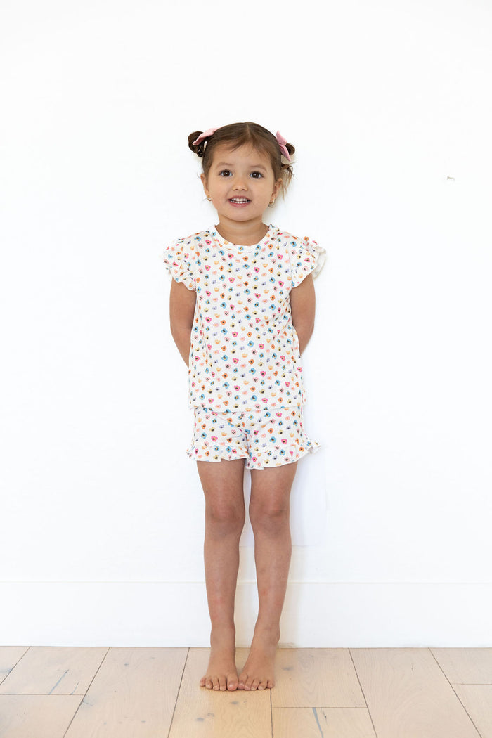RAINBOW FLORAL | RUFFLE SHORT SET