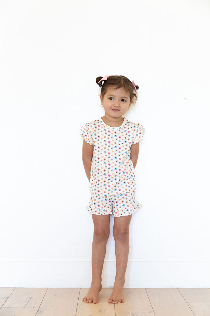RAINBOW FLORAL | RUFFLE SHORT SET