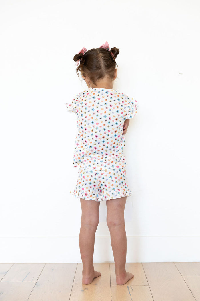 RAINBOW FLORAL | RUFFLE SHORT SET
