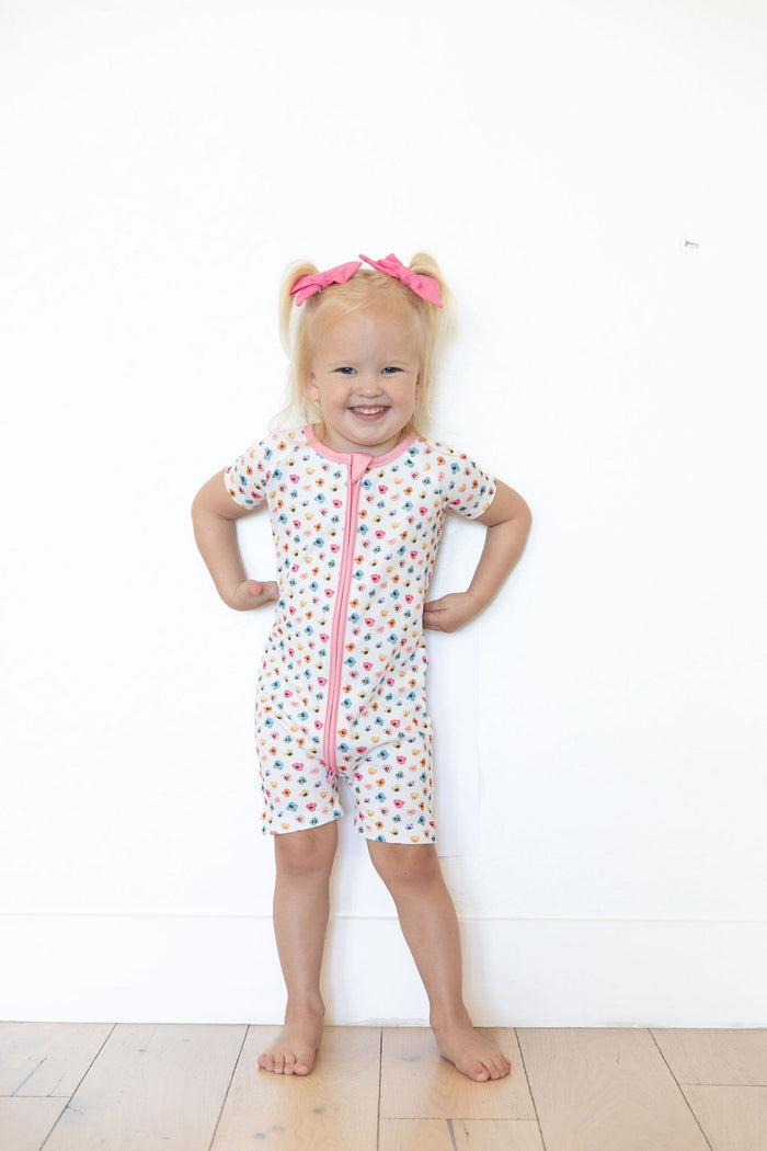 RAINBOW FLORAL | SHORT ZIPPER ONE PIECE