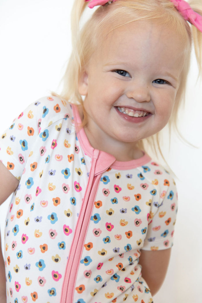 RAINBOW FLORAL | SHORT ZIPPER ONE PIECE