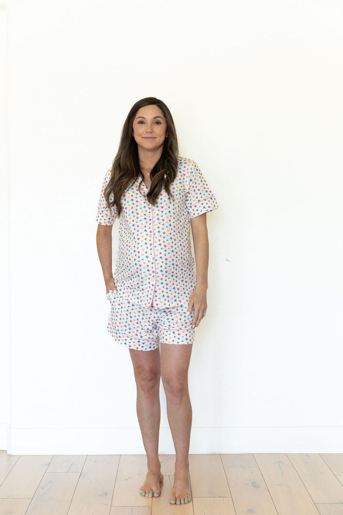 RAINBOW FLORAL | WOMEN'S SHORT SLEEVE SHORTS SET