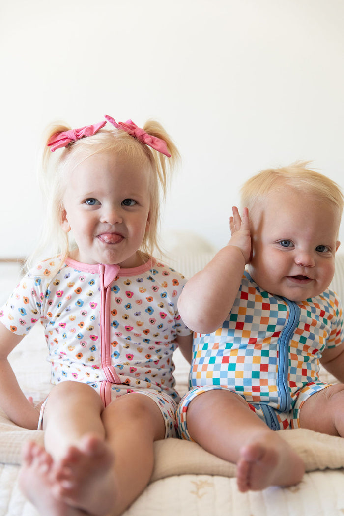 RAINBOW MINI CHECKER | SHORT ZIPPER ONE PIECE