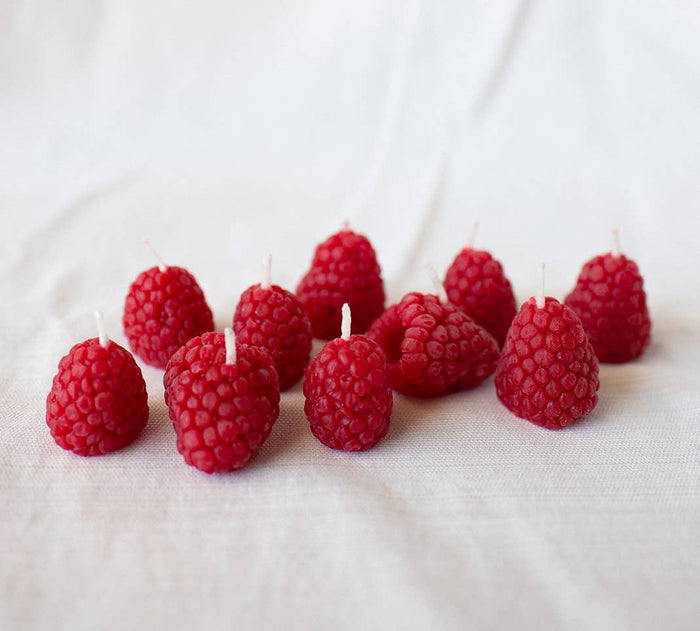 Raspberry Beeswax Birthday Candles : 10 - Lone Fox