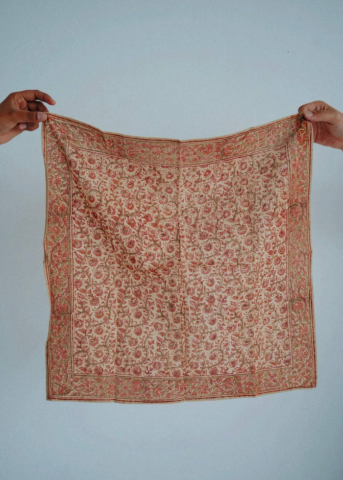 Red Vinyard Kalamkari Cotton Bandana - Lone Fox