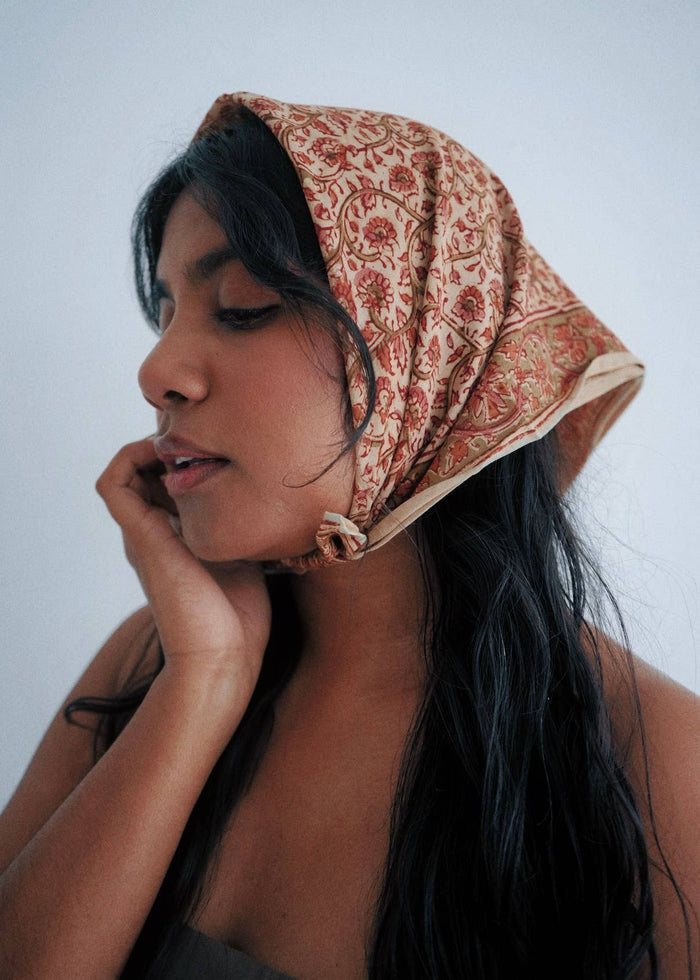 Red Vinyard Kalamkari Cotton Bandana - Lone Fox