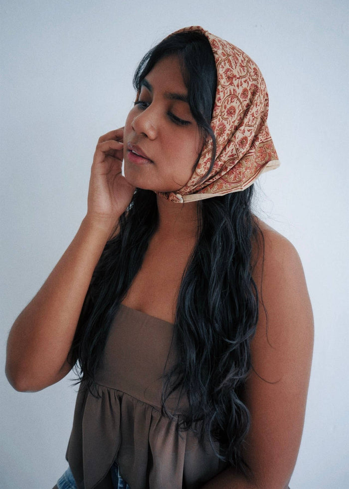 Red Vinyard Kalamkari Cotton Bandana - Lone Fox