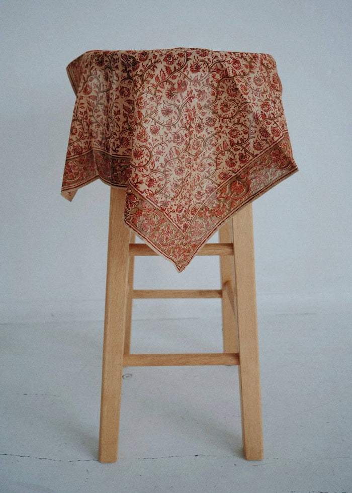 Red Vinyard Kalamkari Cotton Bandana - Lone Fox