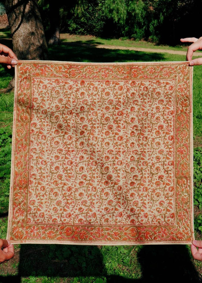 Red Vinyard Kalamkari Cotton Bandana - Lone Fox