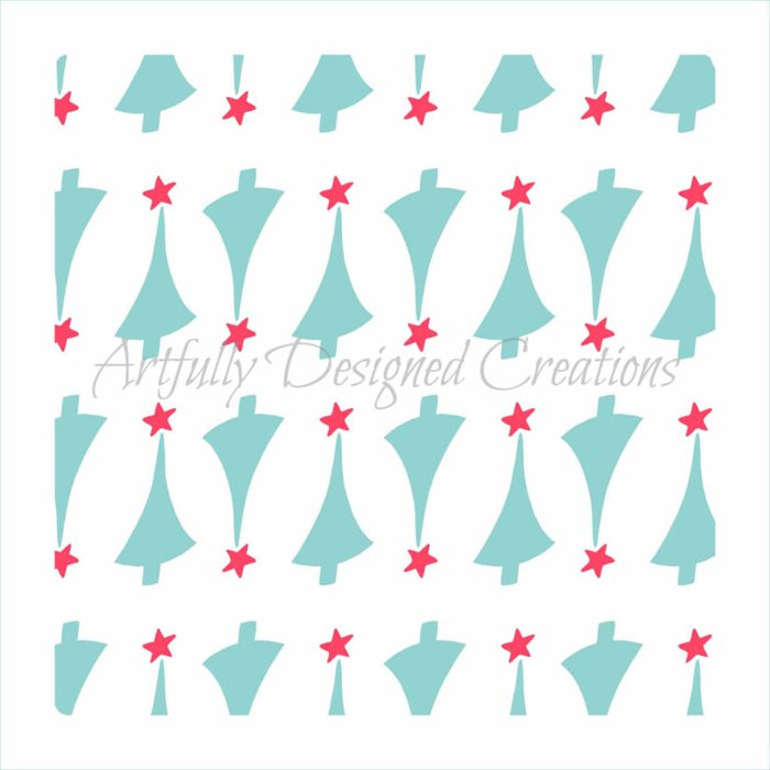 Retro Christmas Tree Background 2 Part Stencil Background