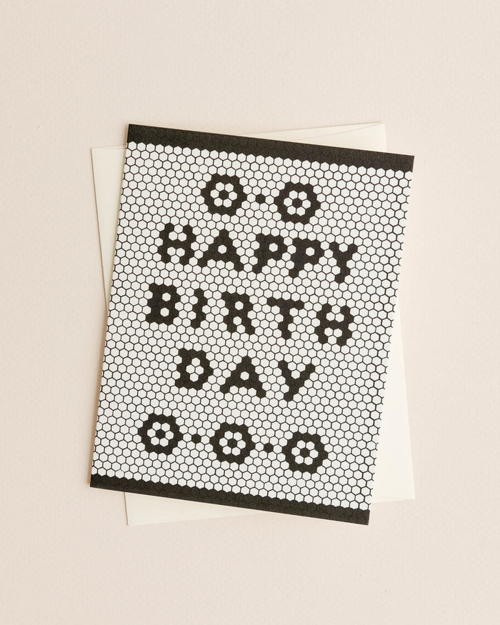 Retro Tile Birthday Card - Lone Fox