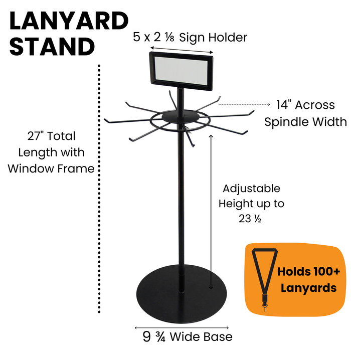 Dimension diagram for SPID-8660 lanyard display stand