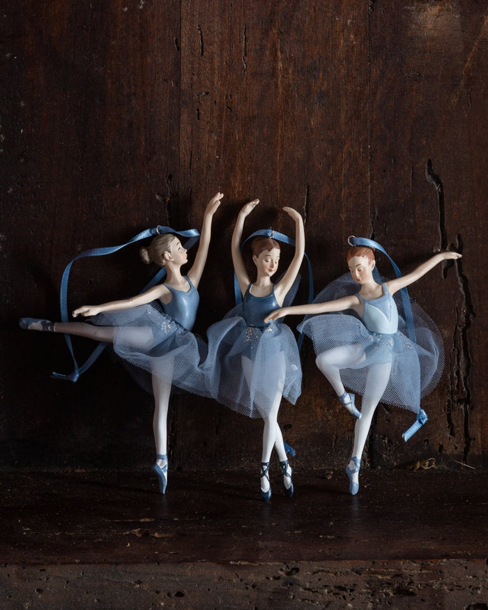 Set of 3 Blue Tutu Ballerina Ornaments - Lone Fox