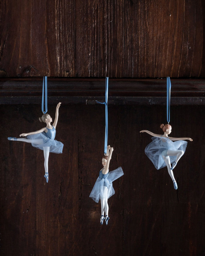 Set of 3 Blue Tutu Ballerina Ornaments - Lone Fox