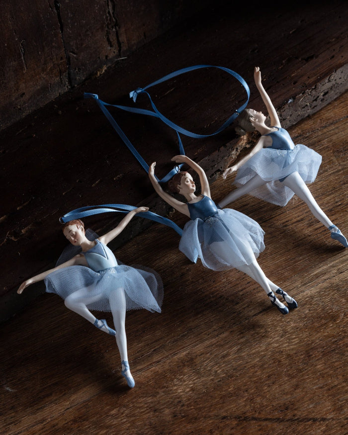 Set of 3 Blue Tutu Ballerina Ornaments - Lone Fox