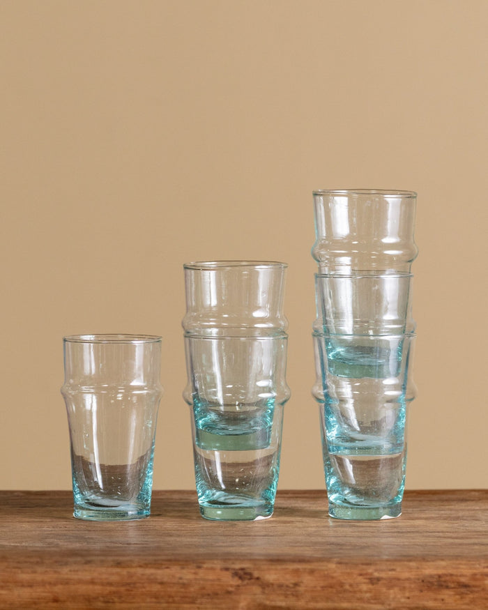 Set of 6 Hand Blown Moroccan Beldi Glassware - Clear - Lone Fox