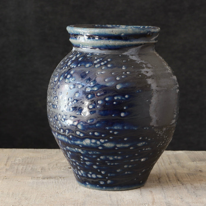 Soda Fired Vase Cobalt Blue/Black 7-8" - Lone Fox
